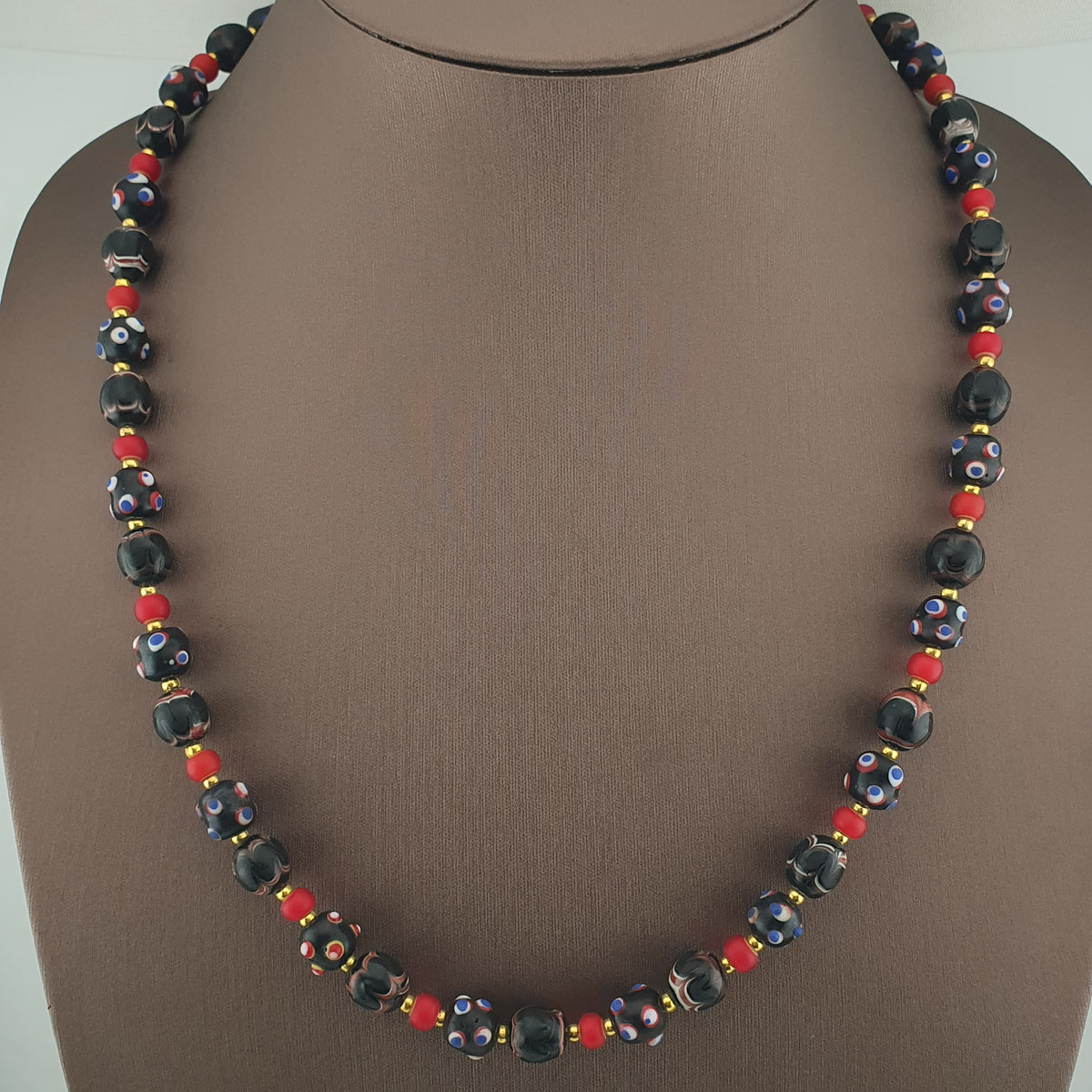 Antique Venetian Style Trade & Venetian WhiteHeart Glass Beads Necklace