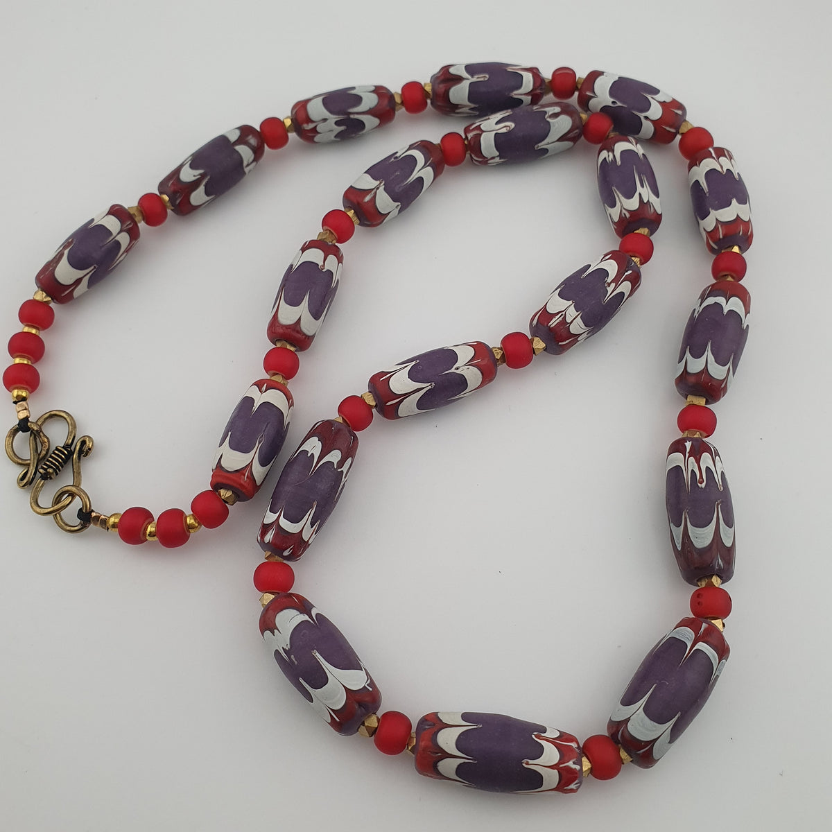 Antique Venetian Style Trade & Venetian whiteHeart Glass Beads Necklace