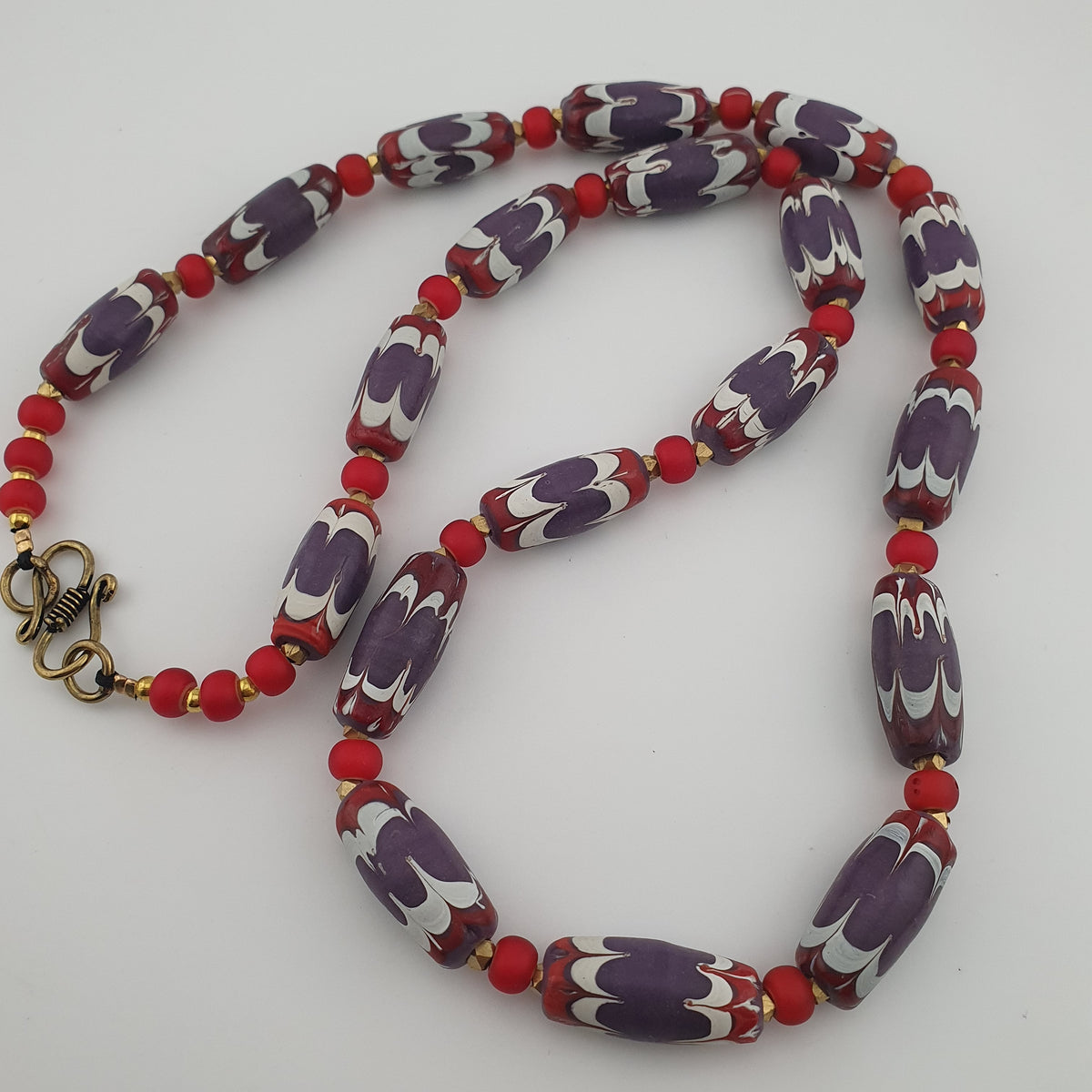 Antique Venetian Style Trade & Venetian whiteHeart Glass Beads Necklace