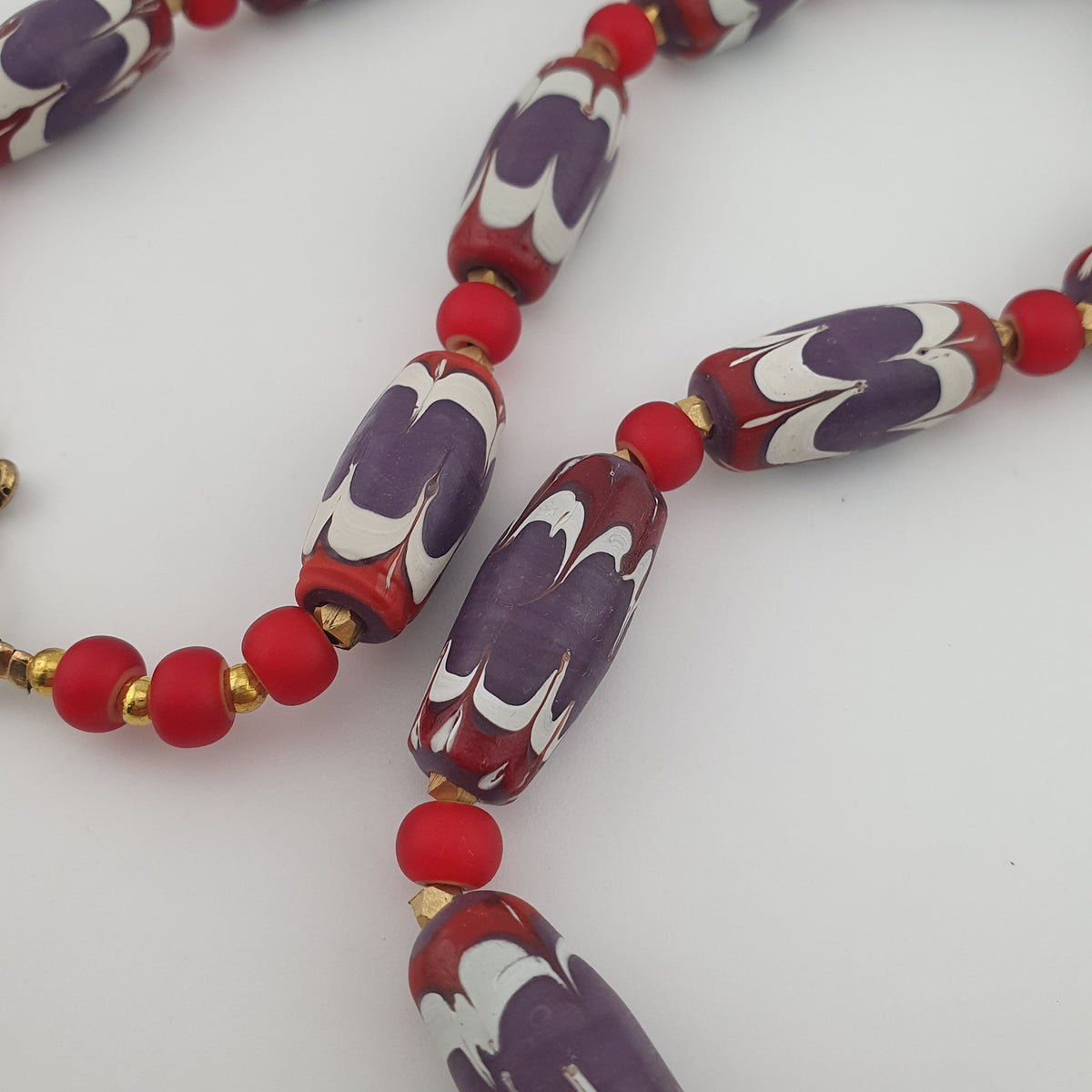 Antique Venetian Style Trade & Venetian whiteHeart Glass Beads Necklace
