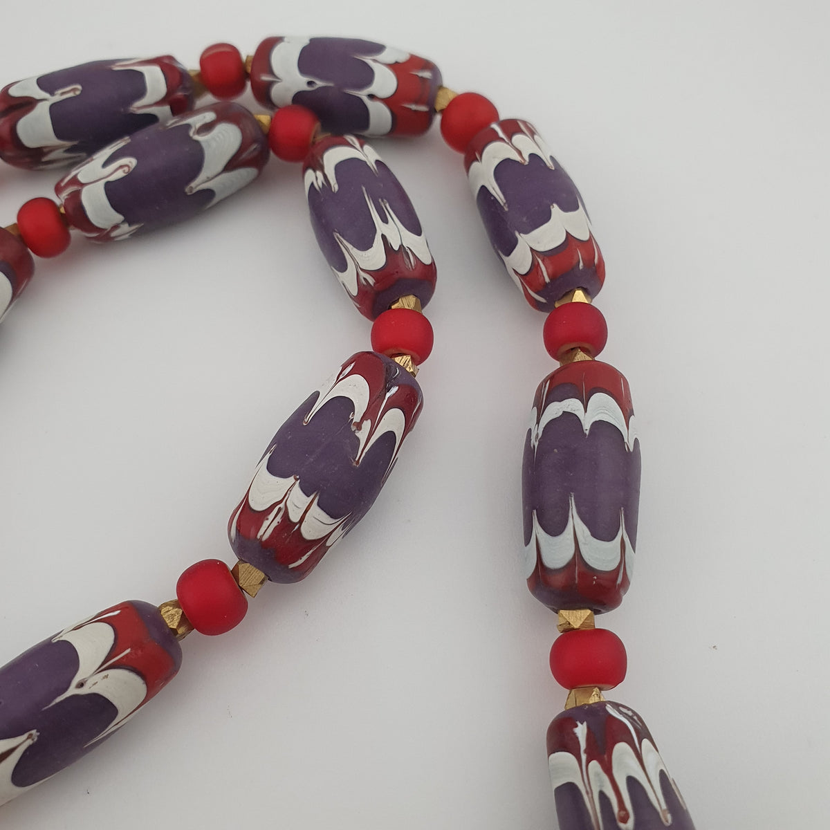 Antique Venetian Style Trade & Venetian whiteHeart Glass Beads Necklace