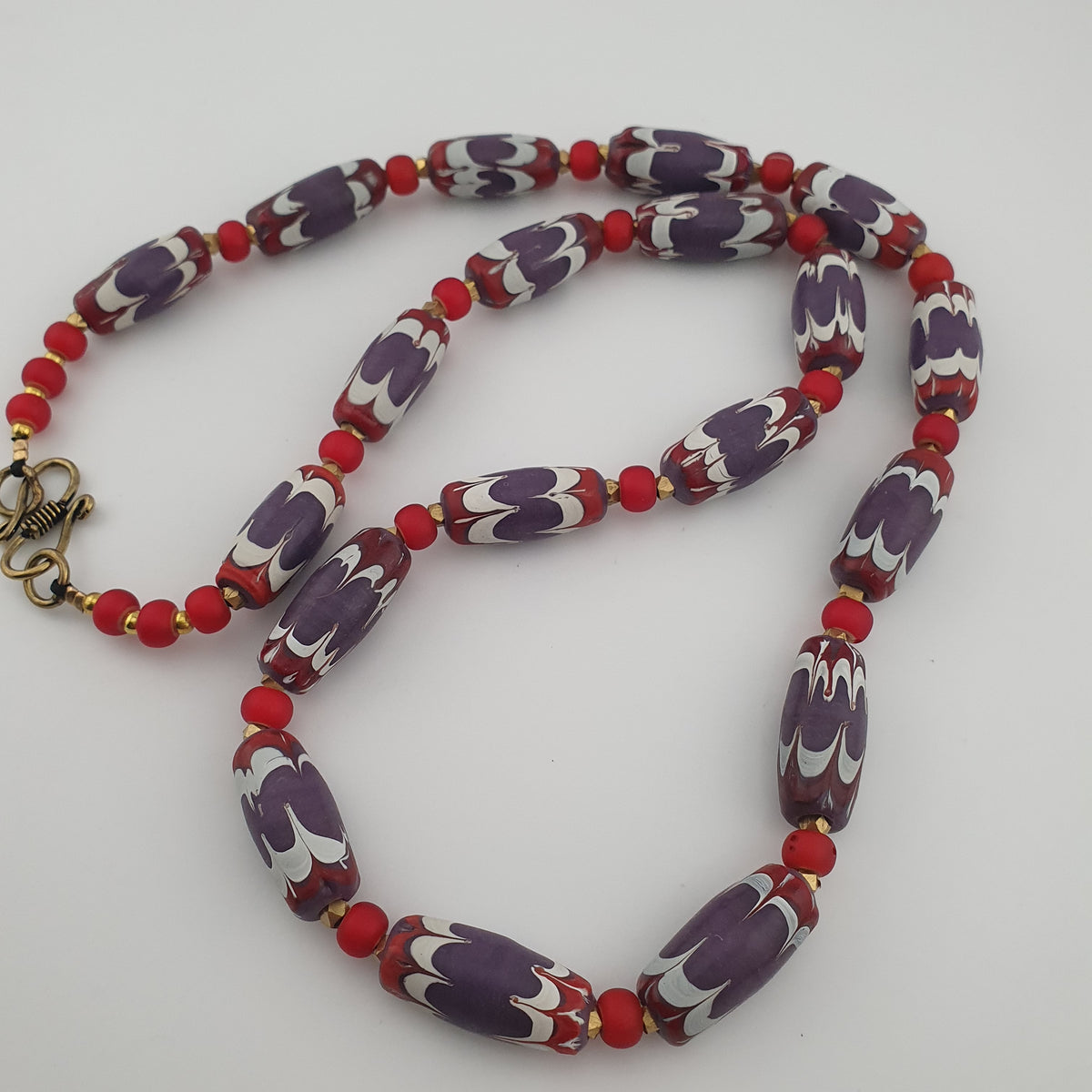 Antique Venetian Style Trade & Venetian whiteHeart Glass Beads Necklace