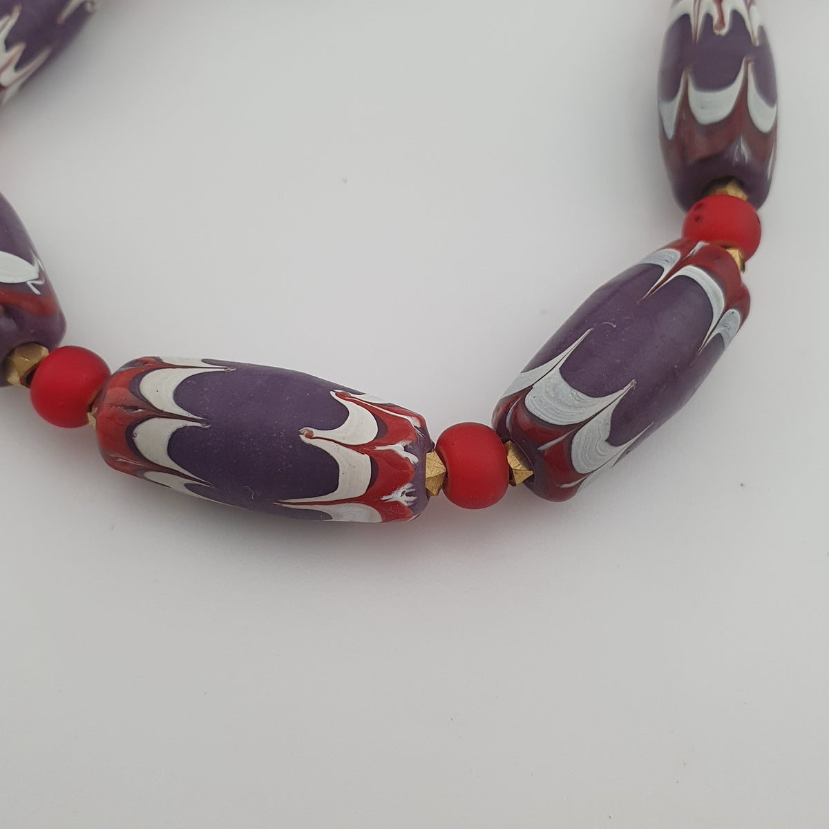 Antique Venetian Style Trade & Venetian whiteHeart Glass Beads Necklace