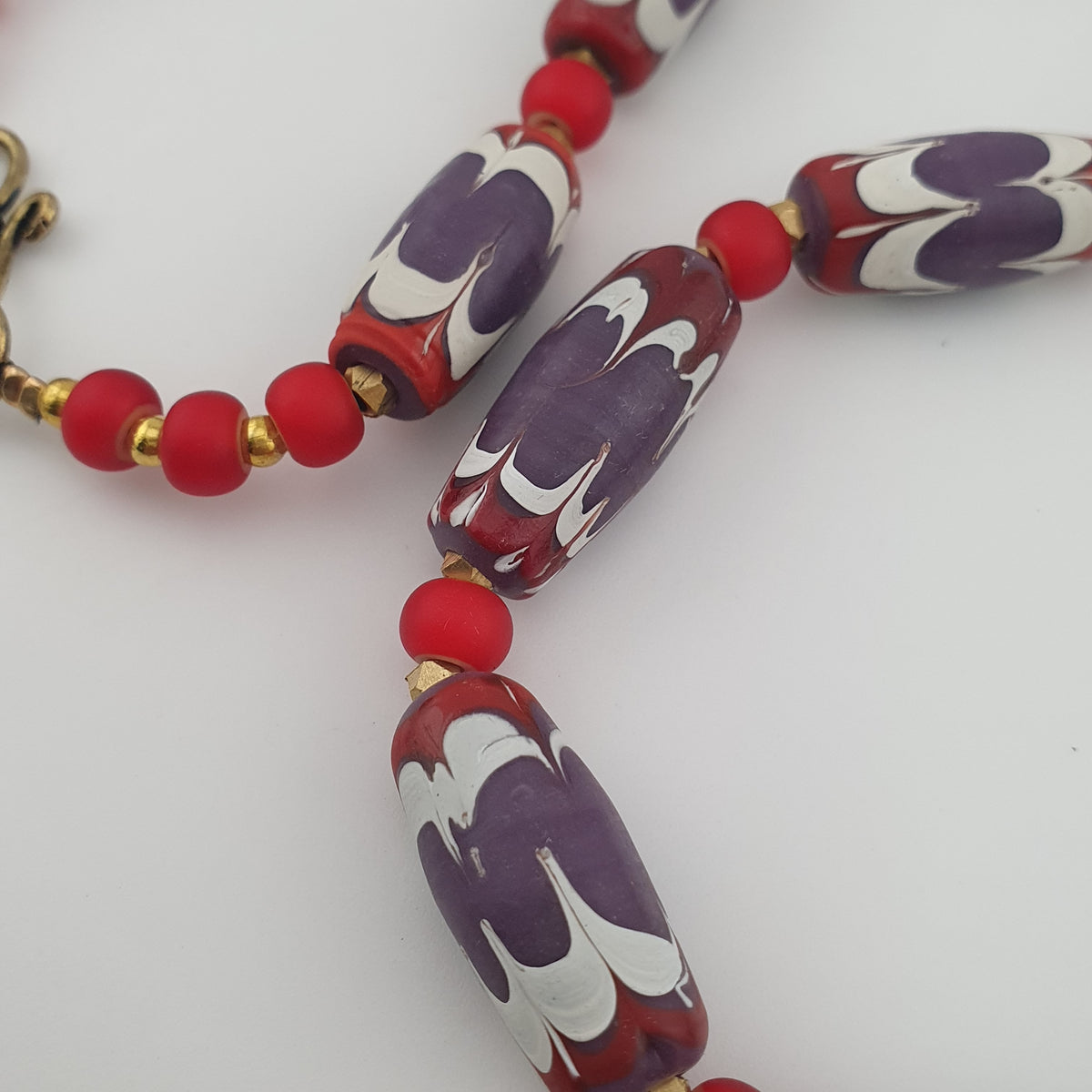 Antique Venetian Style Trade & Venetian whiteHeart Glass Beads Necklace
