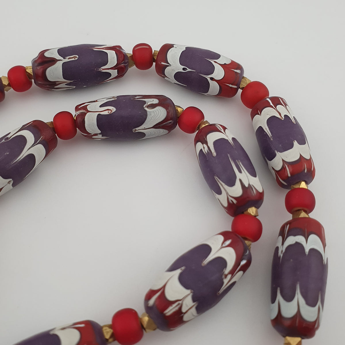 Antique Venetian Style Trade & Venetian whiteHeart Glass Beads Necklace