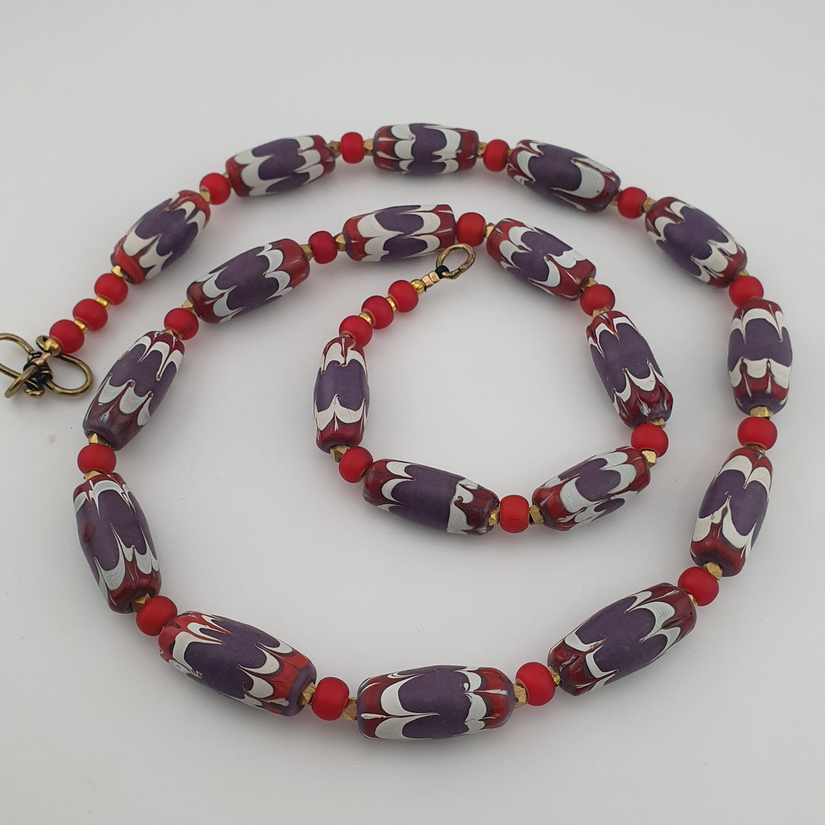 Antique Venetian Style Trade & Venetian whiteHeart Glass Beads Necklace