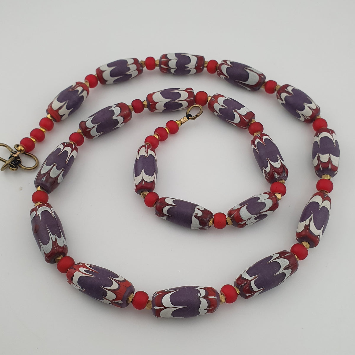 Antique Venetian Style Trade & Venetian whiteHeart Glass Beads Necklace