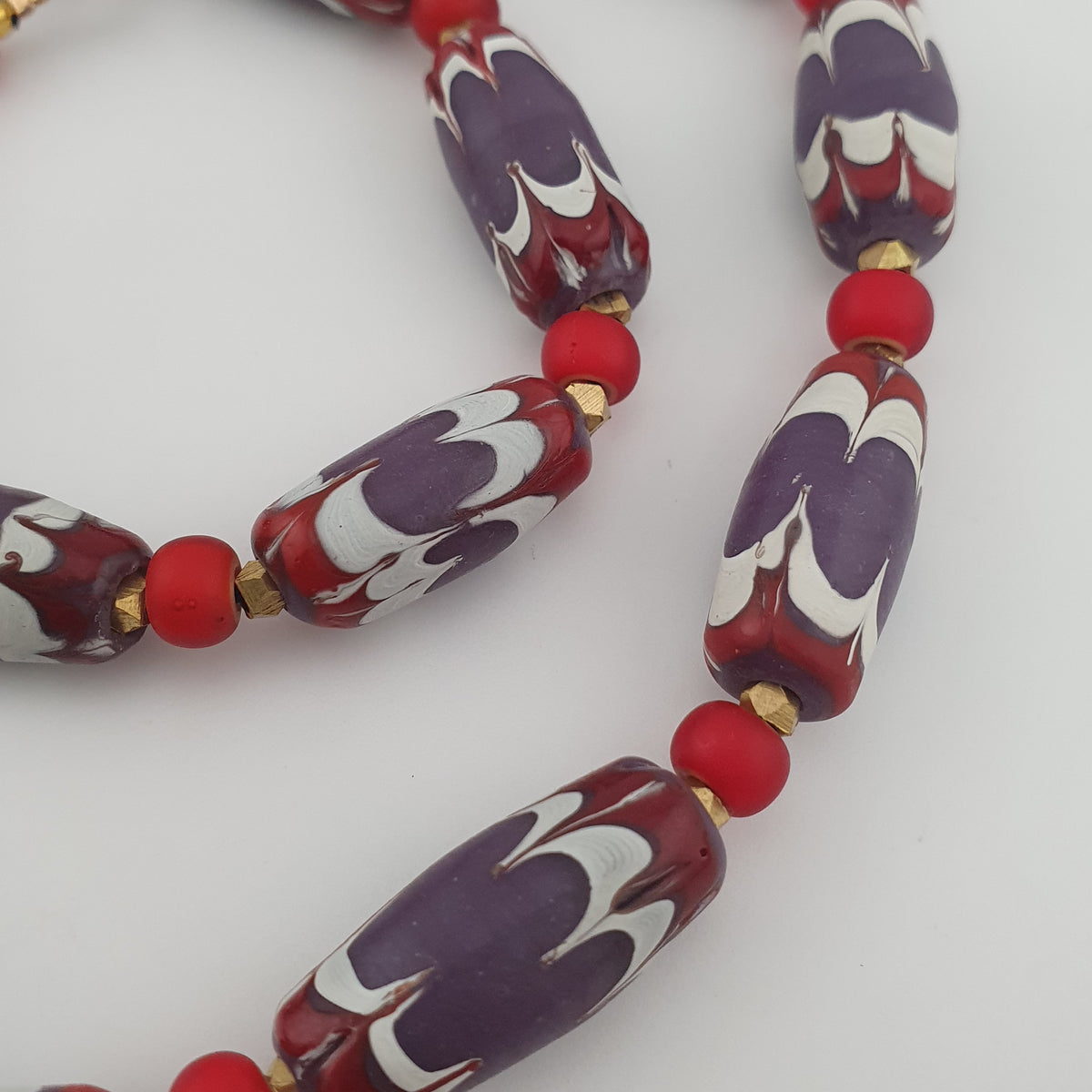 Antique Venetian Style Trade & Venetian whiteHeart Glass Beads Necklace