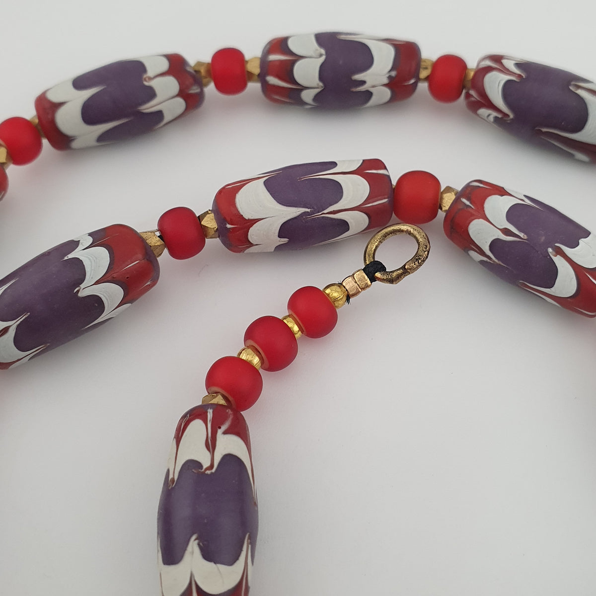 Antique Venetian Style Trade & Venetian whiteHeart Glass Beads Necklace