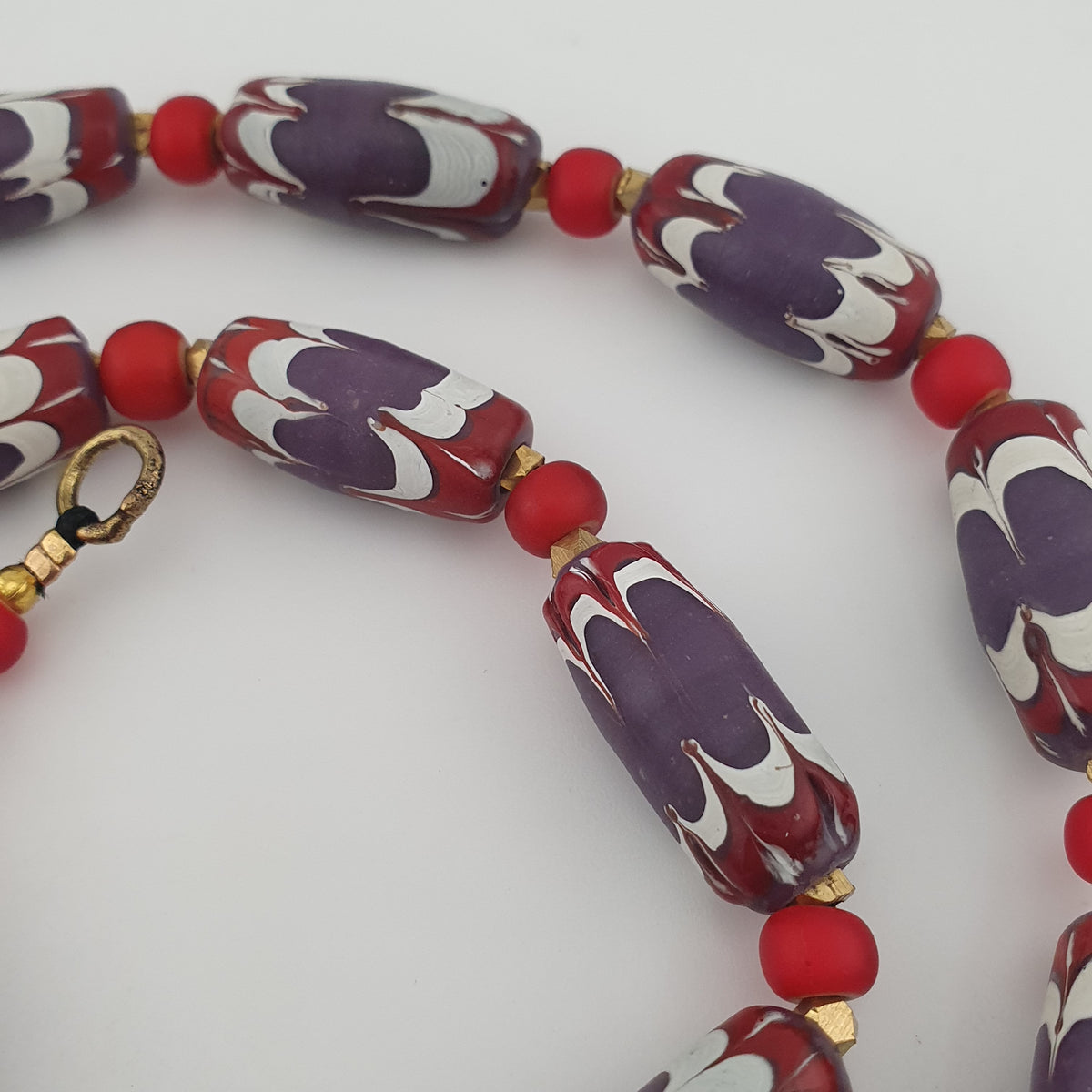 Antique Venetian Style Trade & Venetian whiteHeart Glass Beads Necklace