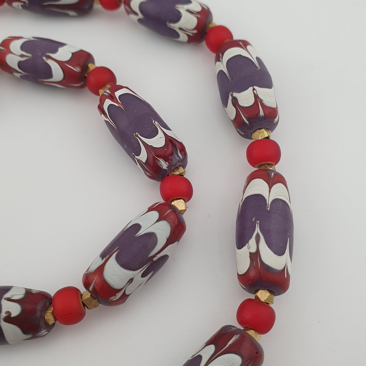 Antique Venetian Style Trade & Venetian whiteHeart Glass Beads Necklace