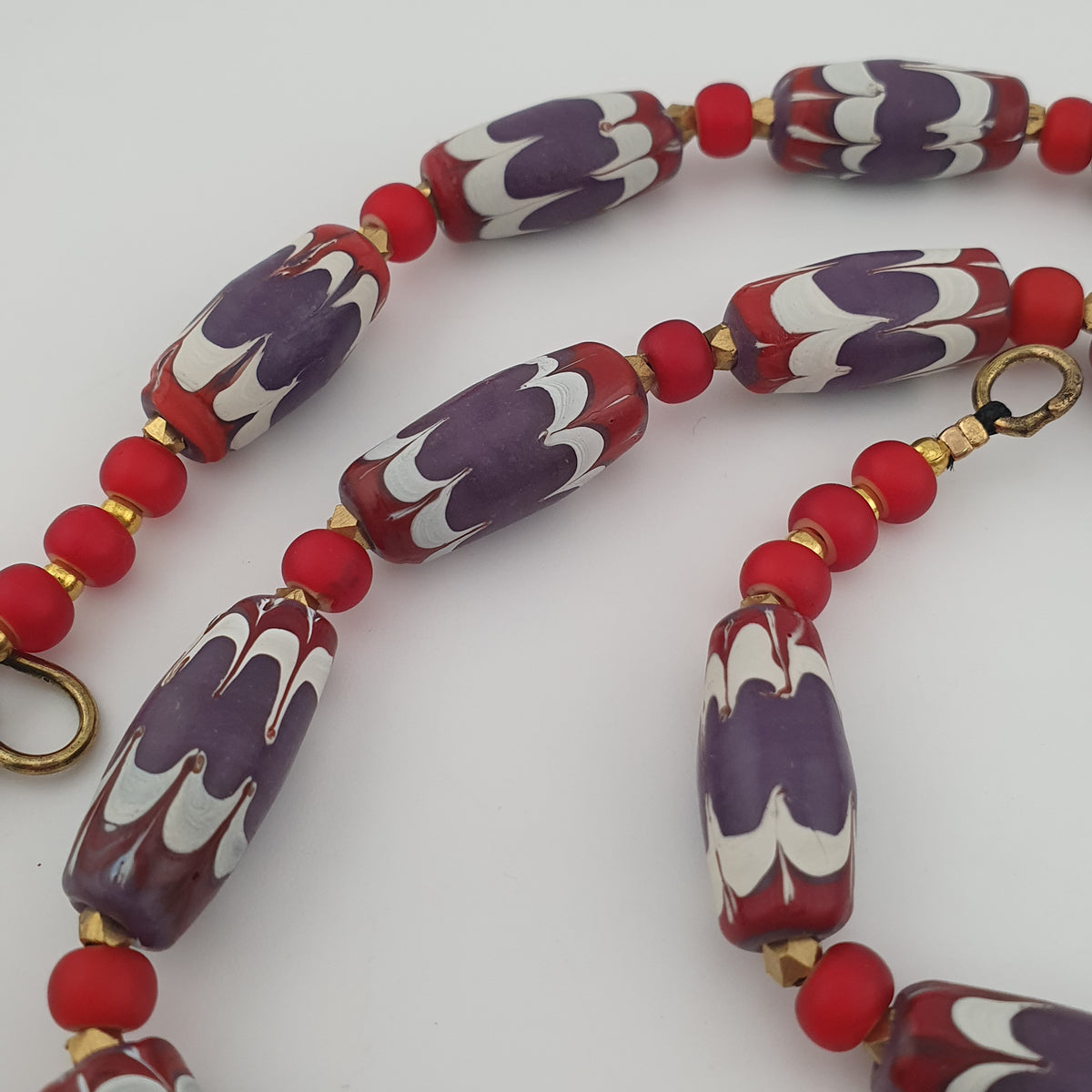 Antique Venetian Style Trade & Venetian whiteHeart Glass Beads Necklace