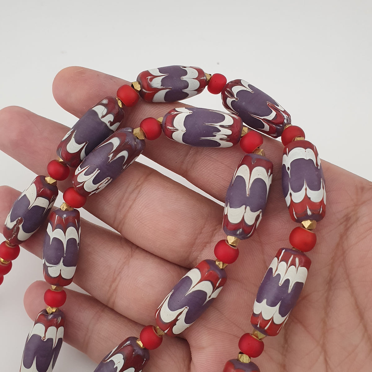 Antique Venetian Style Trade & Venetian whiteHeart Glass Beads Necklace