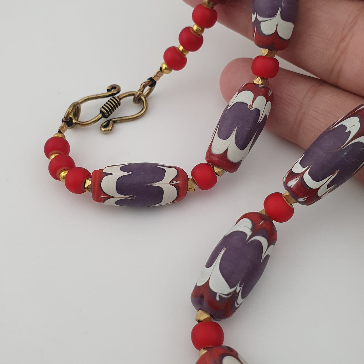 Antique Venetian Style Trade & Venetian whiteHeart Glass Beads Necklace