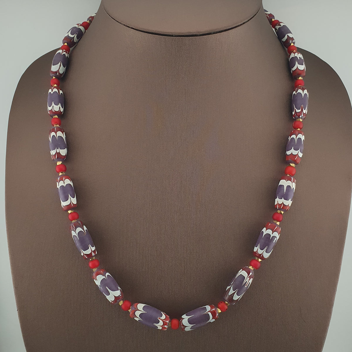 Antique Venetian Style Trade & Venetian whiteHeart Glass Beads Necklace