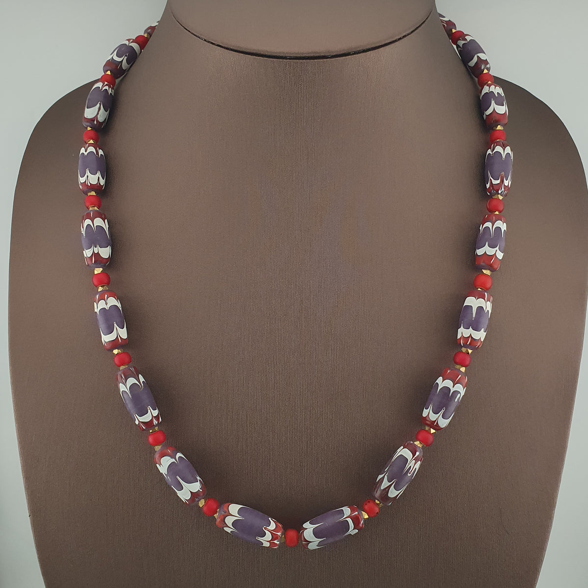 Antique Venetian Style Trade & Venetian whiteHeart Glass Beads Necklace