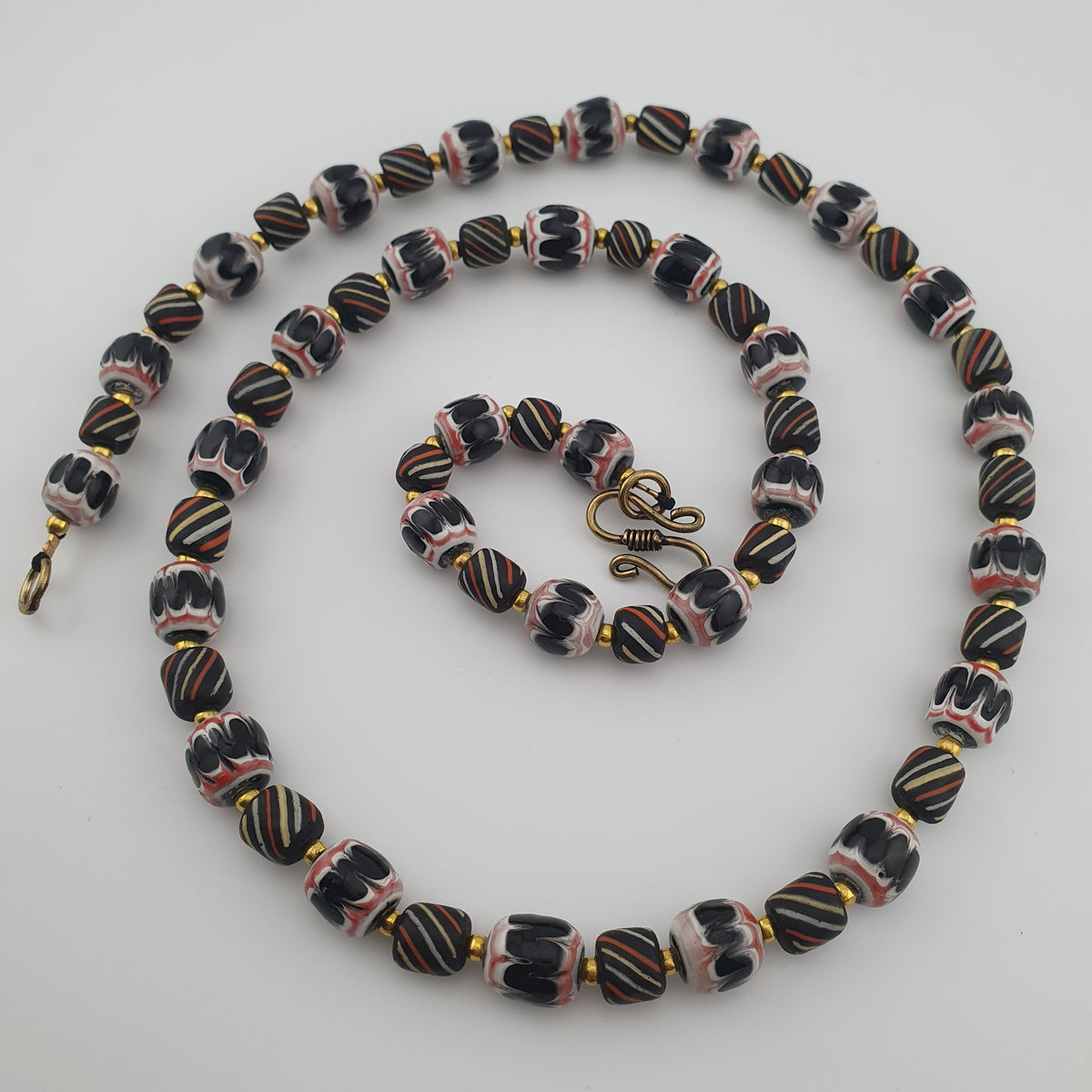 Vintage Venetian Style Strip & Trade Glass Bead Necklace