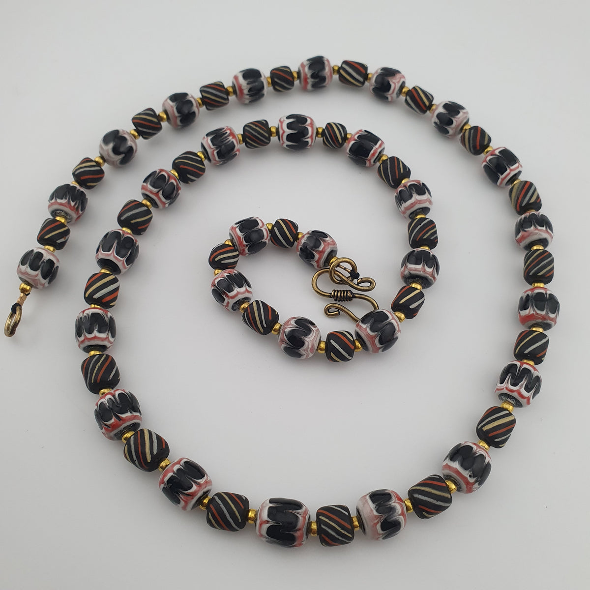 Vintage Venetian Style Strip & Trade Glass Bead Necklace