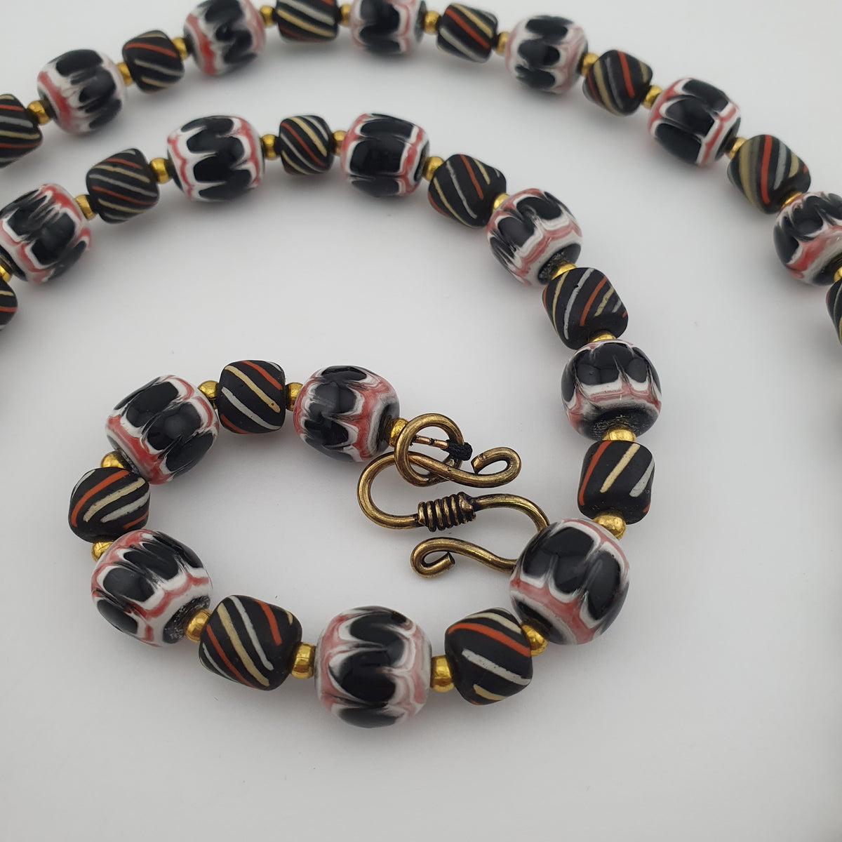 Vintage Venetian Style Strip & Trade Glass Bead Necklace