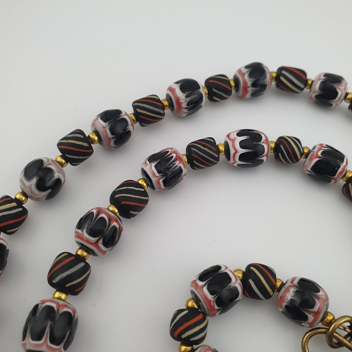 Vintage Venetian Style Strip & Trade Glass Bead Necklace