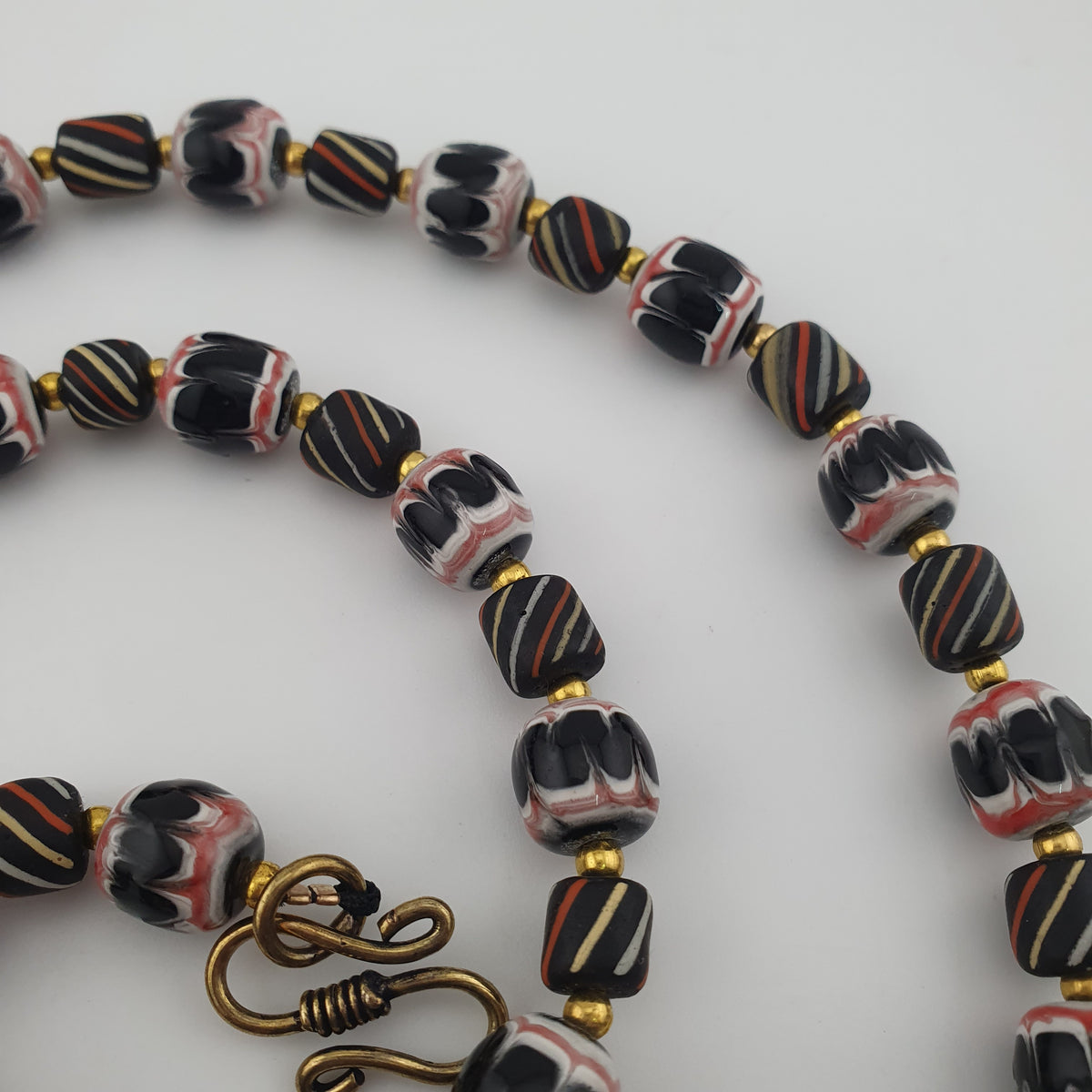 Vintage Venetian Style Strip & Trade Glass Bead Necklace