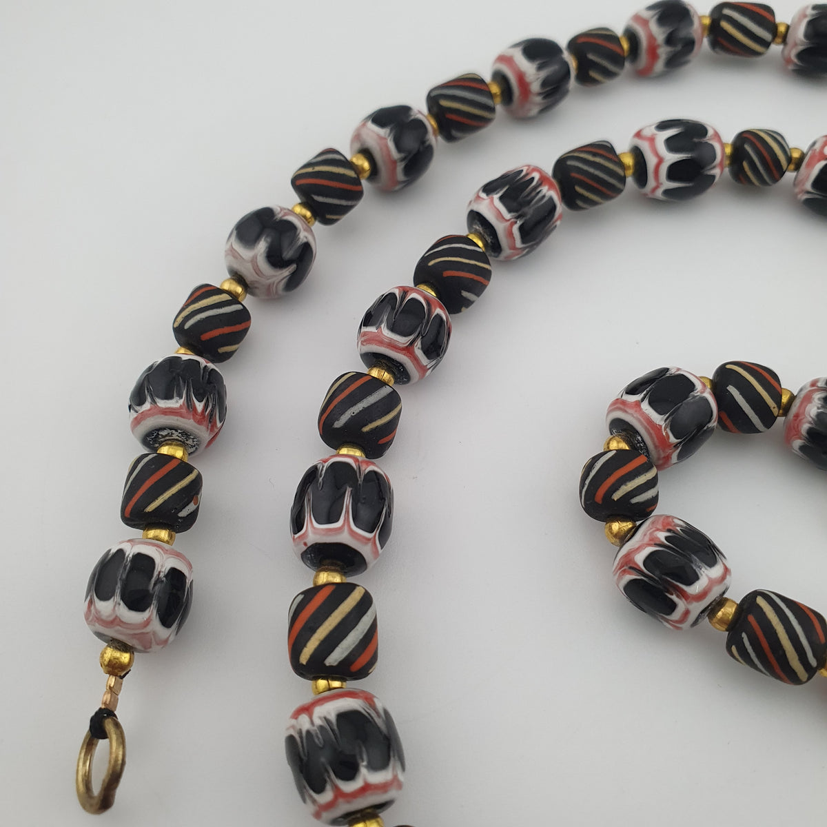 Vintage Venetian Style Strip & Trade Glass Bead Necklace