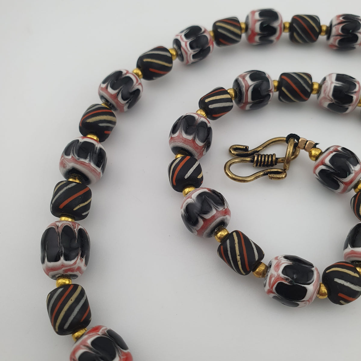 Vintage Venetian Style Strip & Trade Glass Bead Necklace