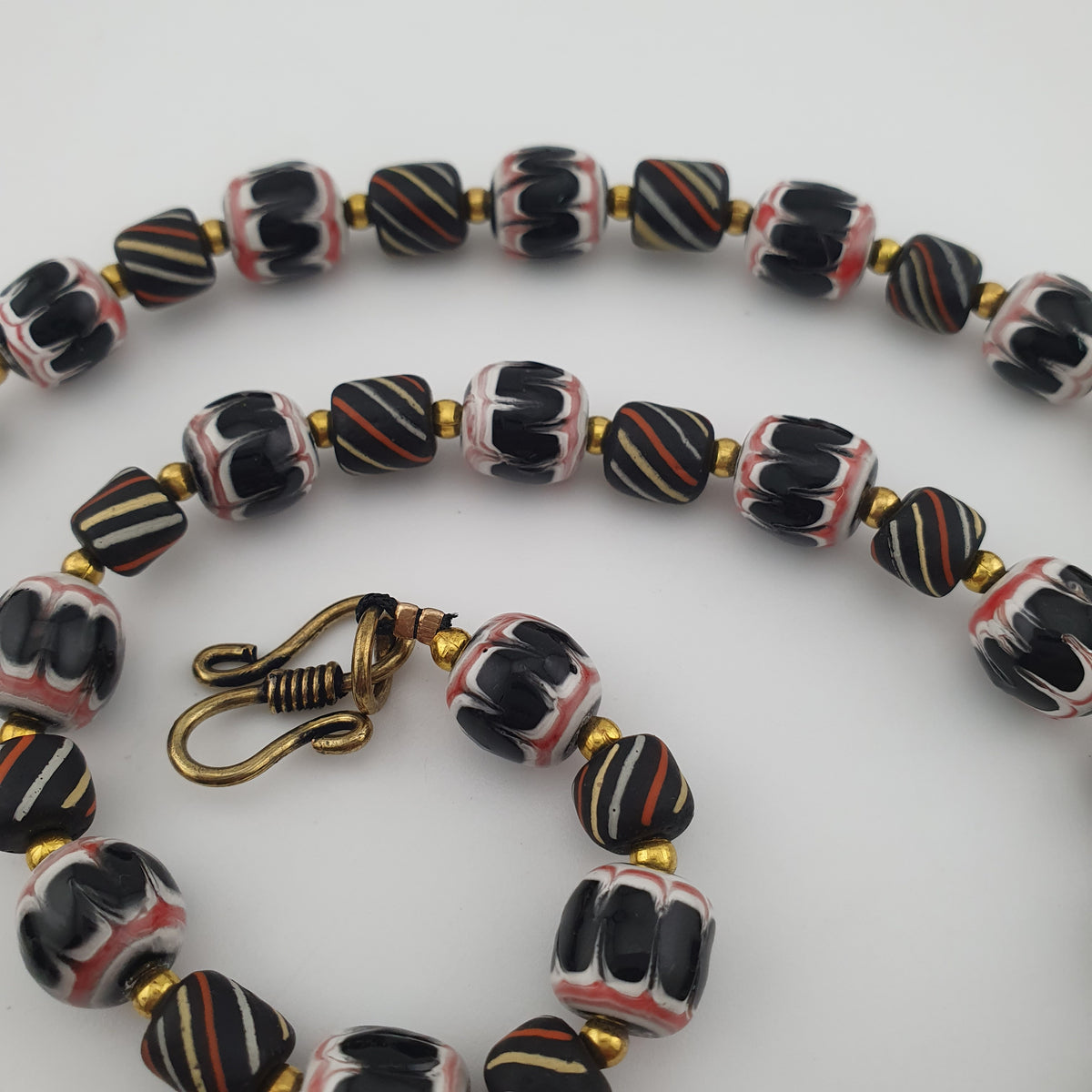 Vintage Venetian Style Strip & Trade Glass Bead Necklace