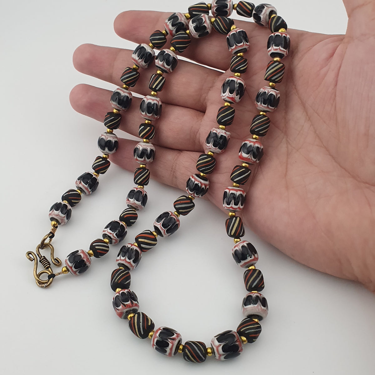 Vintage Venetian Style Strip & Trade Glass Bead Necklace
