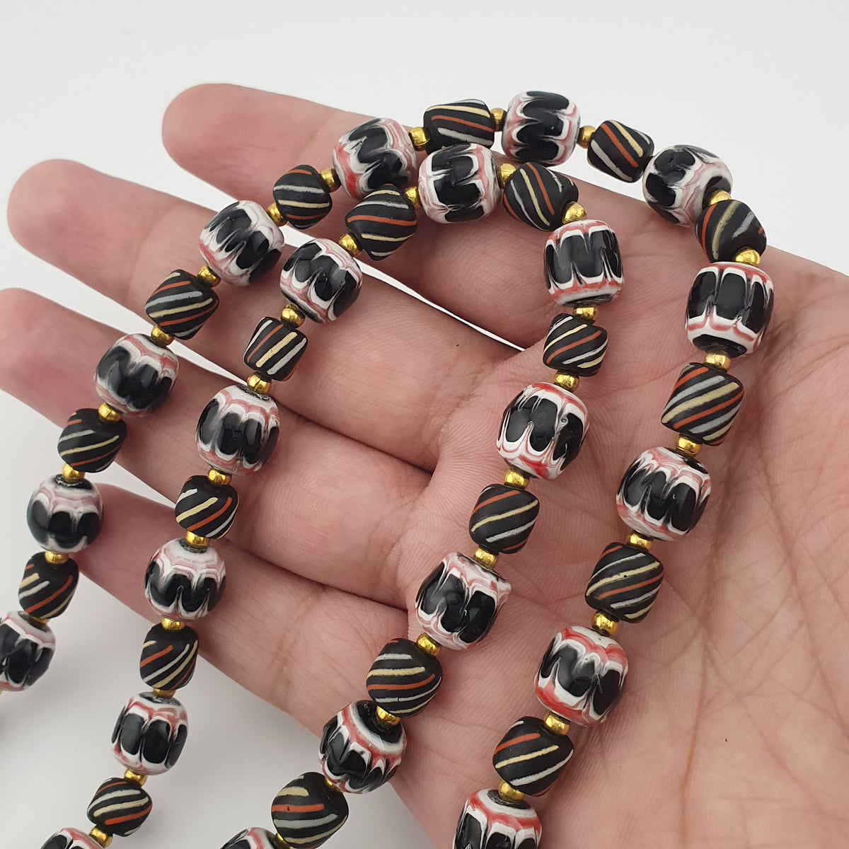Vintage Venetian Style Strip & Trade Glass Bead Necklace