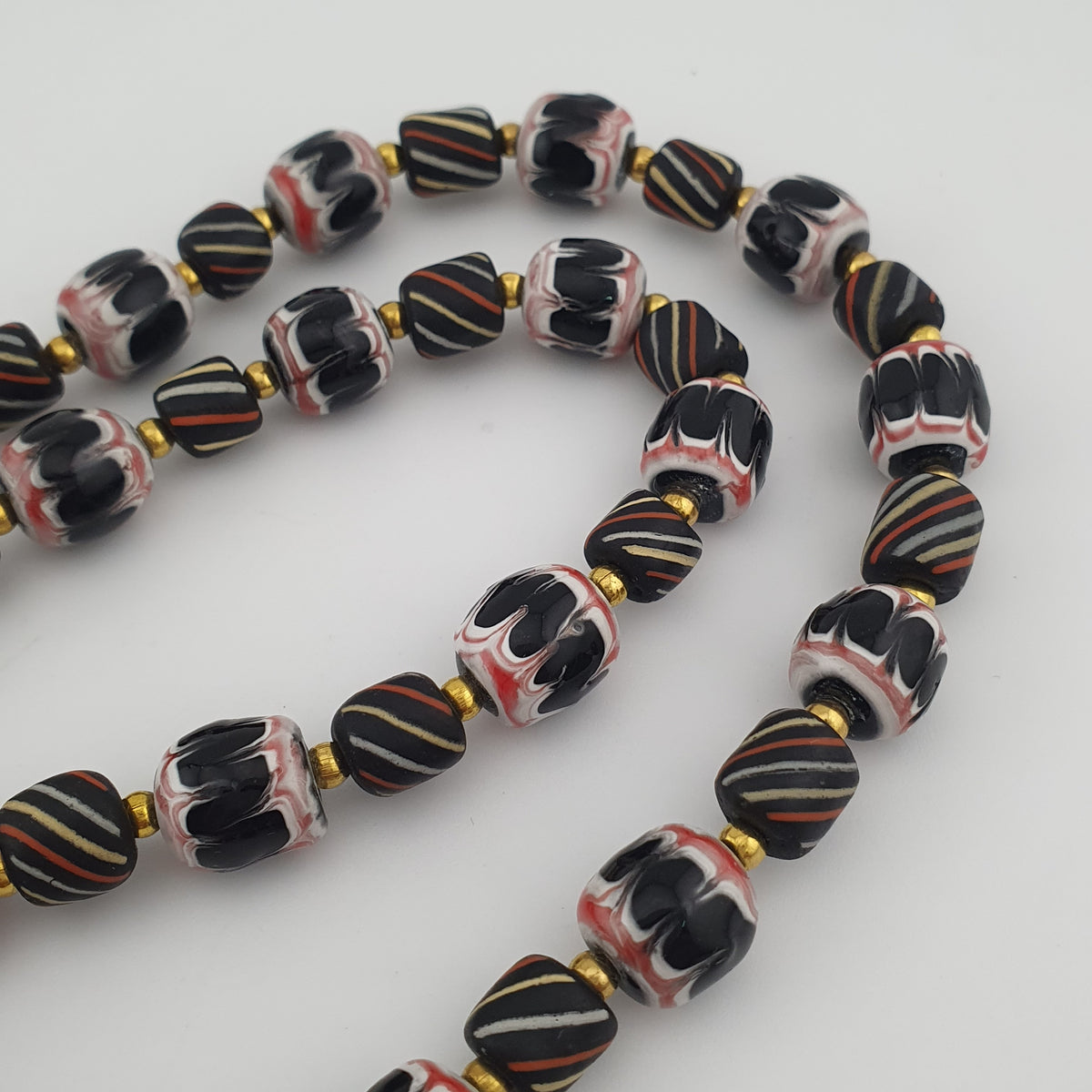 Vintage Venetian Style Strip & Trade Glass Bead Necklace