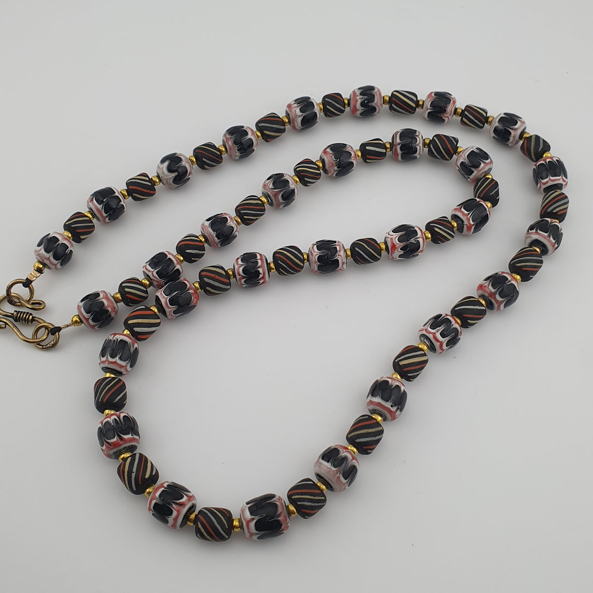 Vintage Venetian Style Strip & Trade Glass Bead Necklace