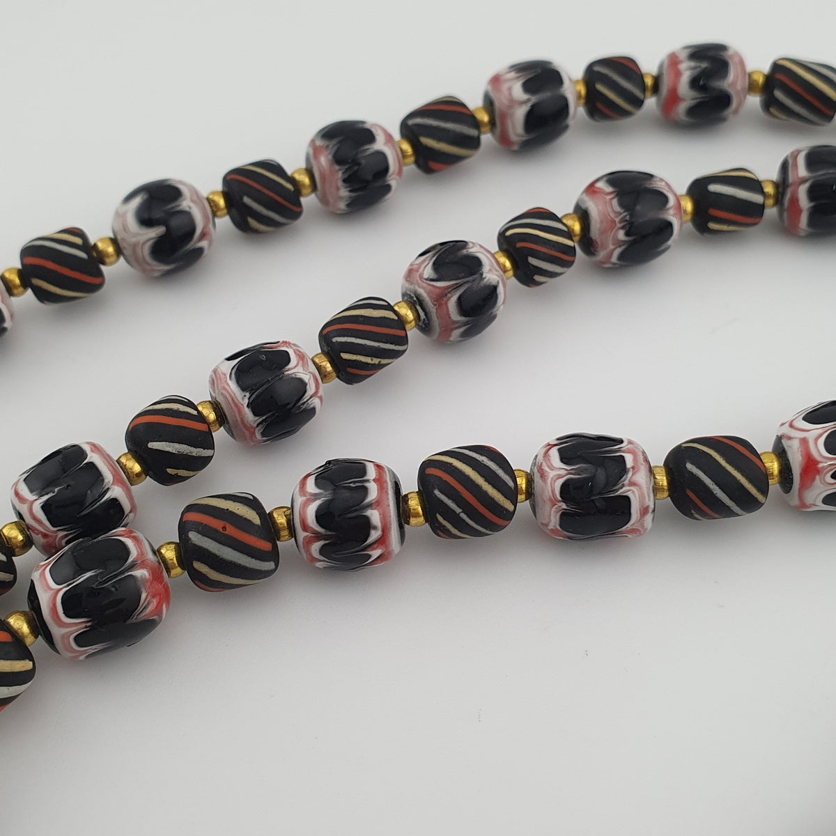 Vintage Venetian Style Strip & Trade Glass Bead Necklace