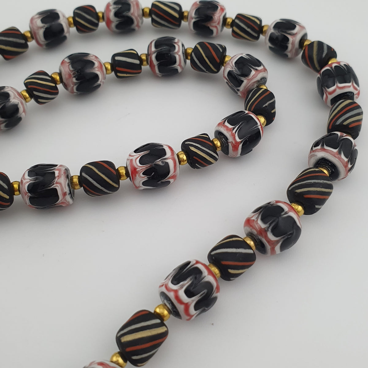 Vintage Venetian Style Strip & Trade Glass Bead Necklace