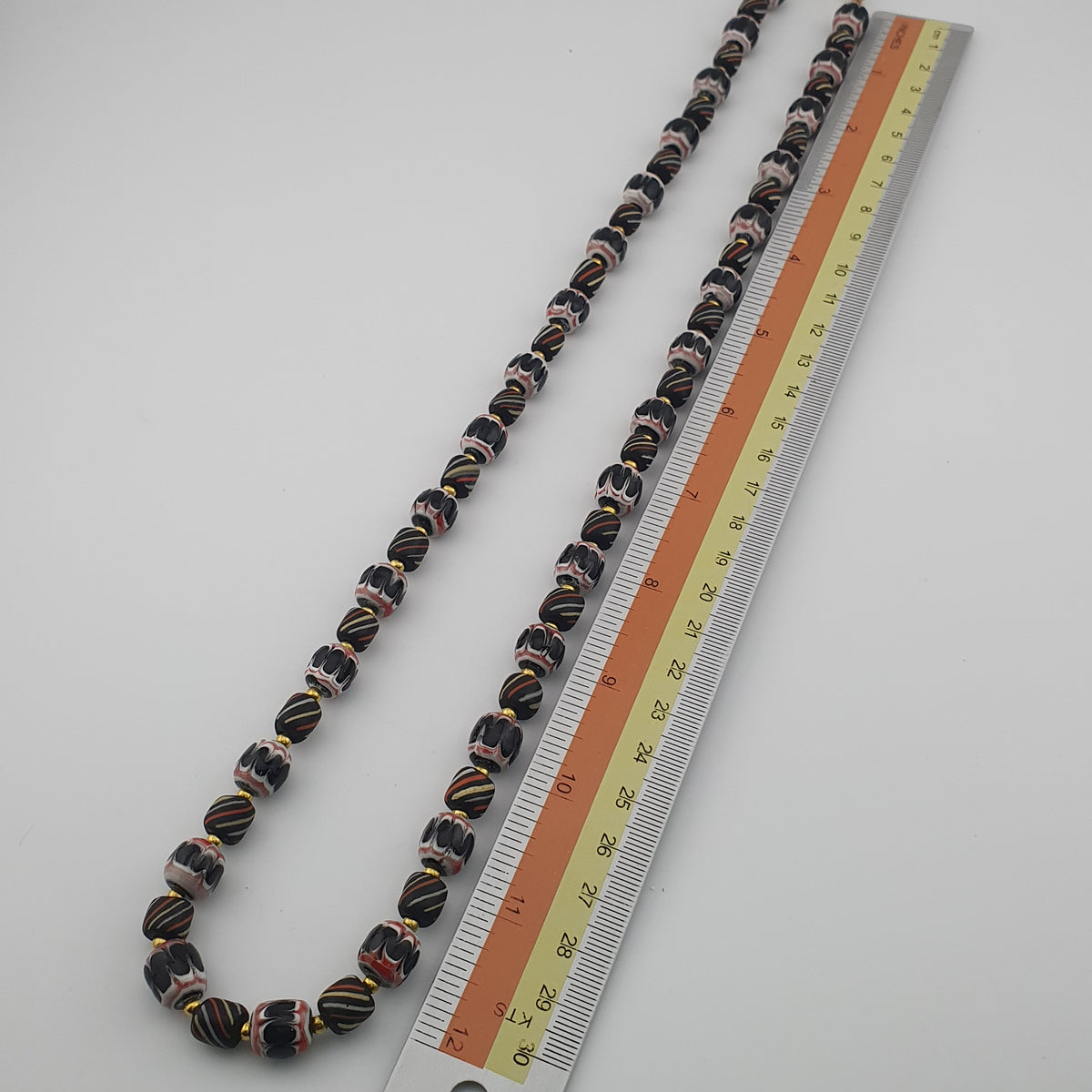 Vintage Venetian Style Strip & Trade Glass Bead Necklace