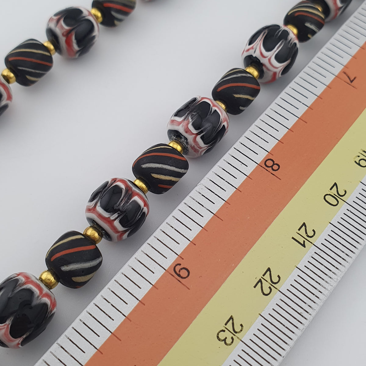 Vintage Venetian Style Strip & Trade Glass Bead Necklace