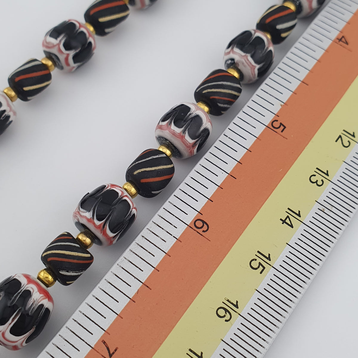 Vintage Venetian Style Strip & Trade Glass Bead Necklace