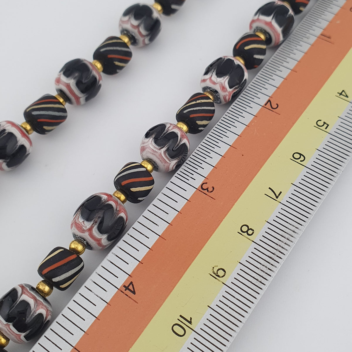 Vintage Venetian Style Strip & Trade Glass Bead Necklace