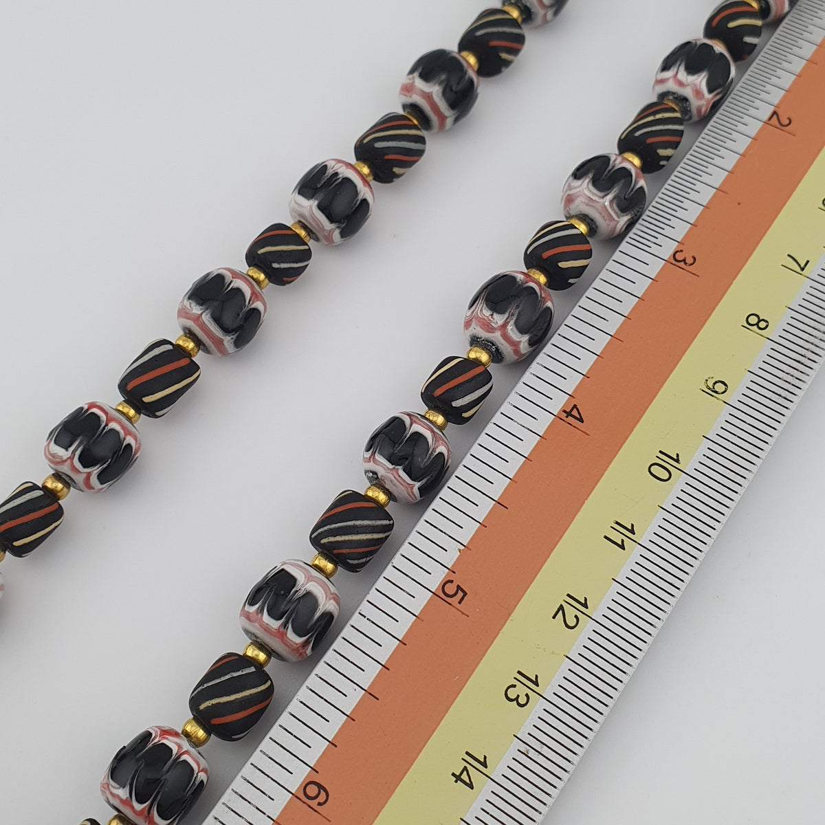 Vintage Venetian Style Strip & Trade Glass Bead Necklace