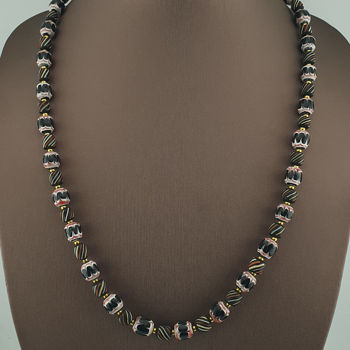 Vintage Venetian Style Strip & Trade Glass Bead Necklace