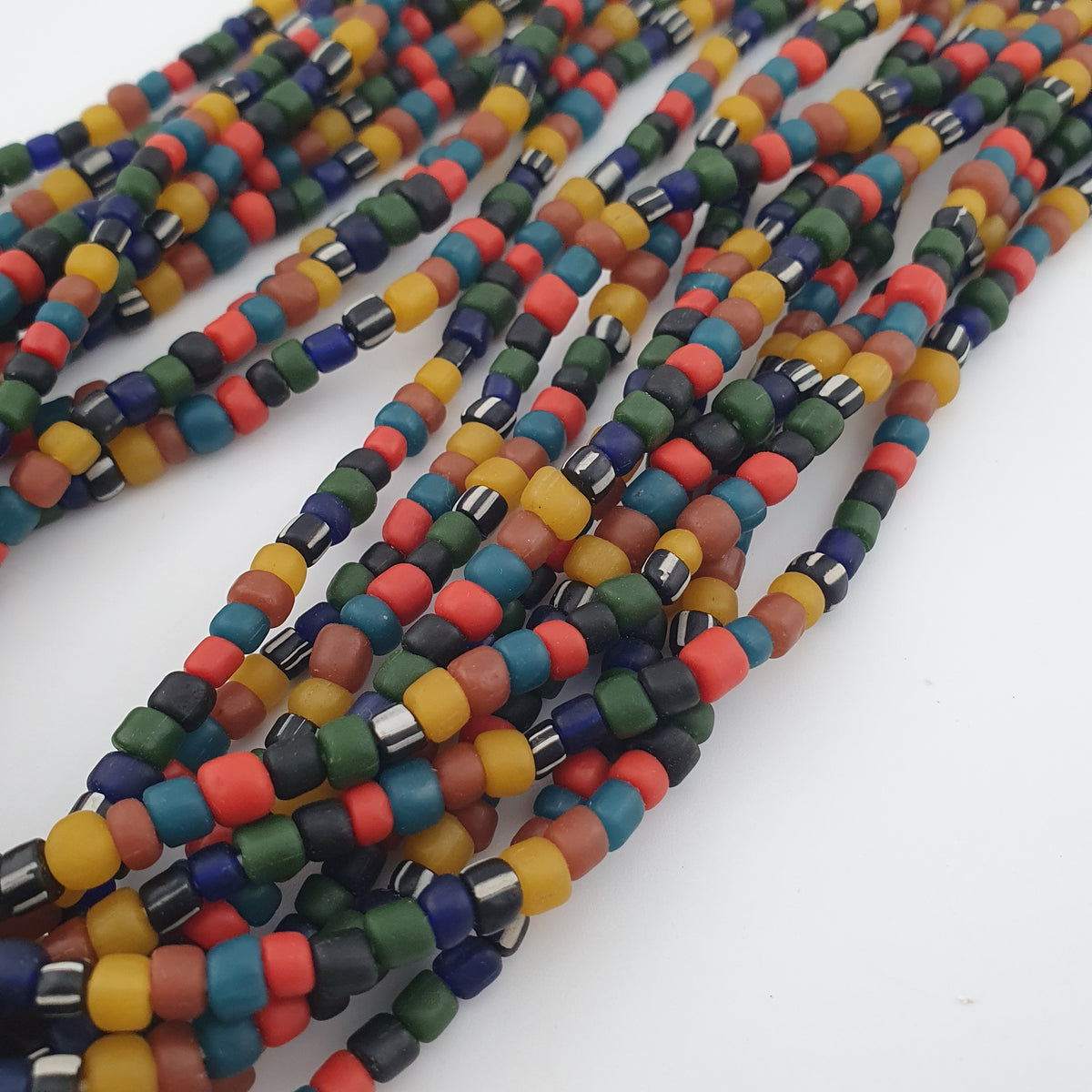 Antique African Style Multicolor 4–5 mm Glass Beads Necklace Strand