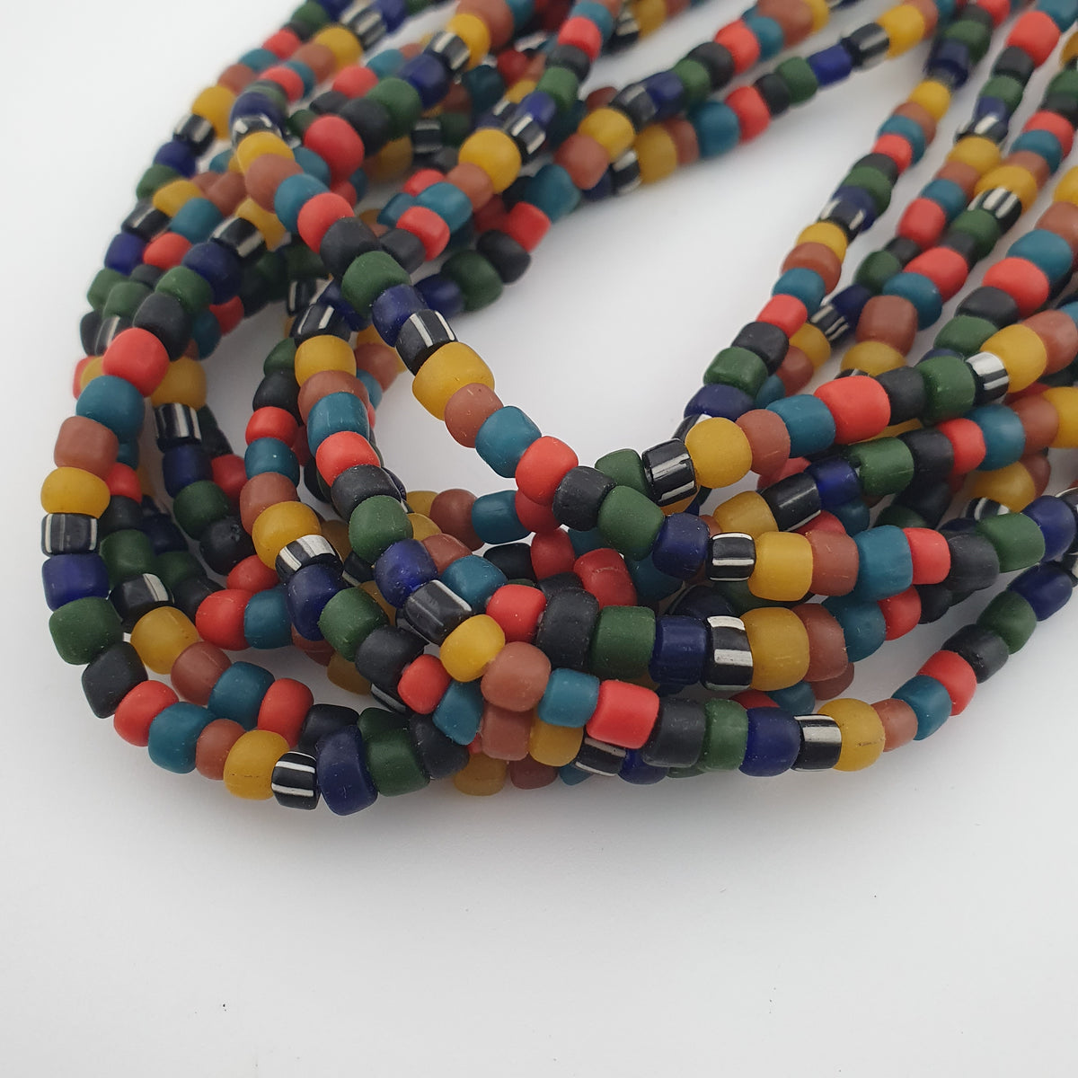 Antique African Style Multicolor 4–5 mm Glass Beads Necklace Strand
