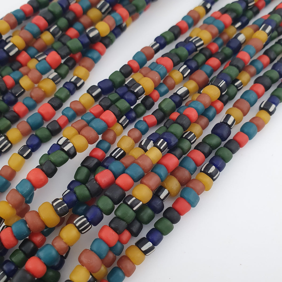 Antique African Style Multicolor 4–5 mm Glass Beads Necklace Strand