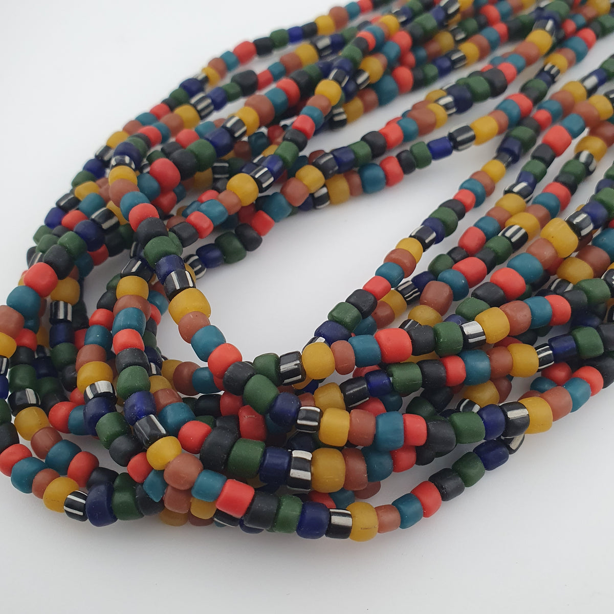 Antique African Style Multicolor 4–5 mm Glass Beads Necklace Strand