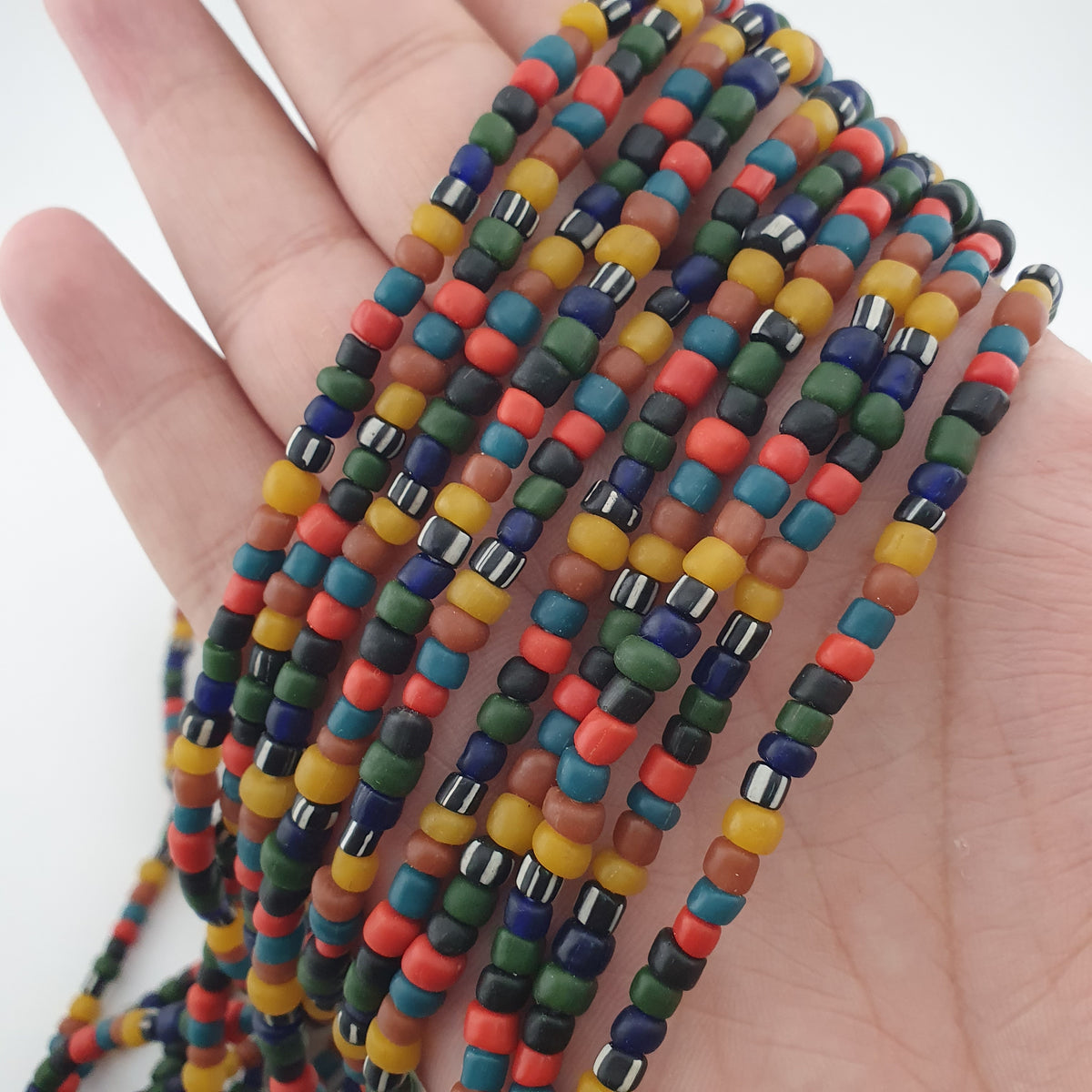 Antique African Style Multicolor 4–5 mm Glass Beads Necklace Strand