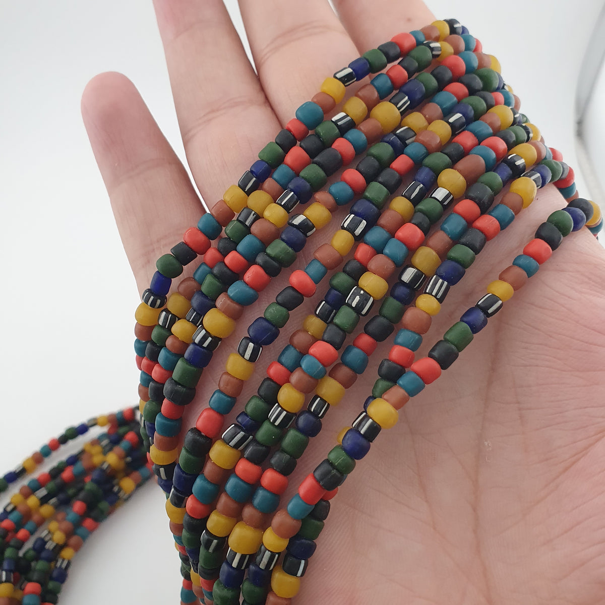 Antique African Style Multicolor 4–5 mm Glass Beads Necklace Strand