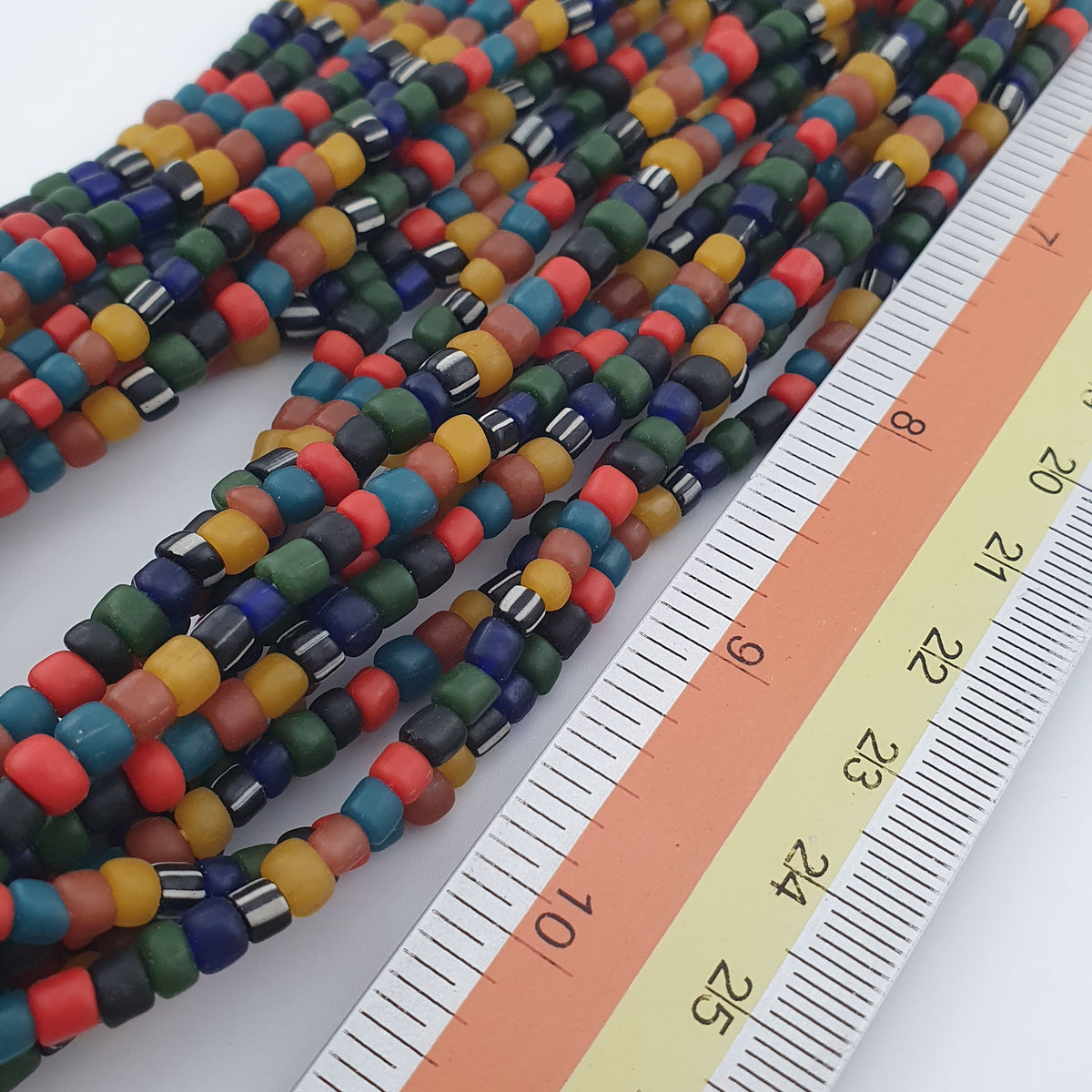 Antique African Style Multicolor 4–5 mm Glass Beads Necklace Strand