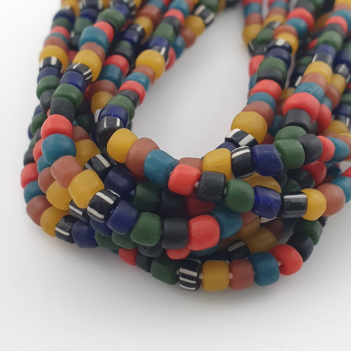 Antique African Style Multicolor 4–5 mm Glass Beads Necklace Strand
