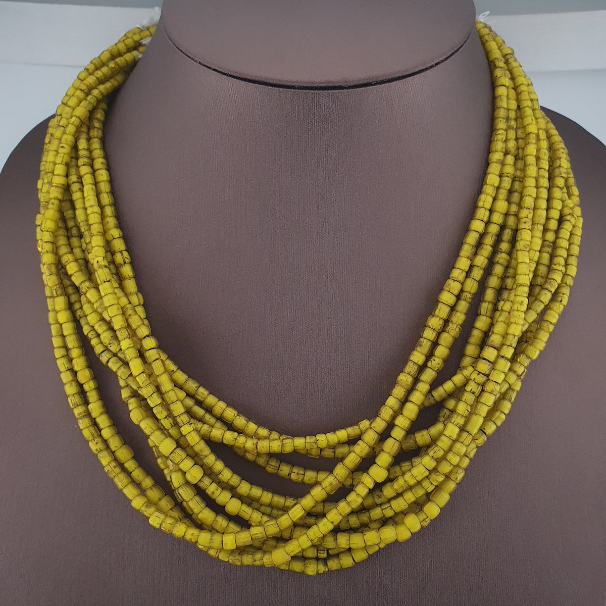 Colliers de perles vénitiennes antiques jaunes de 3-5mm