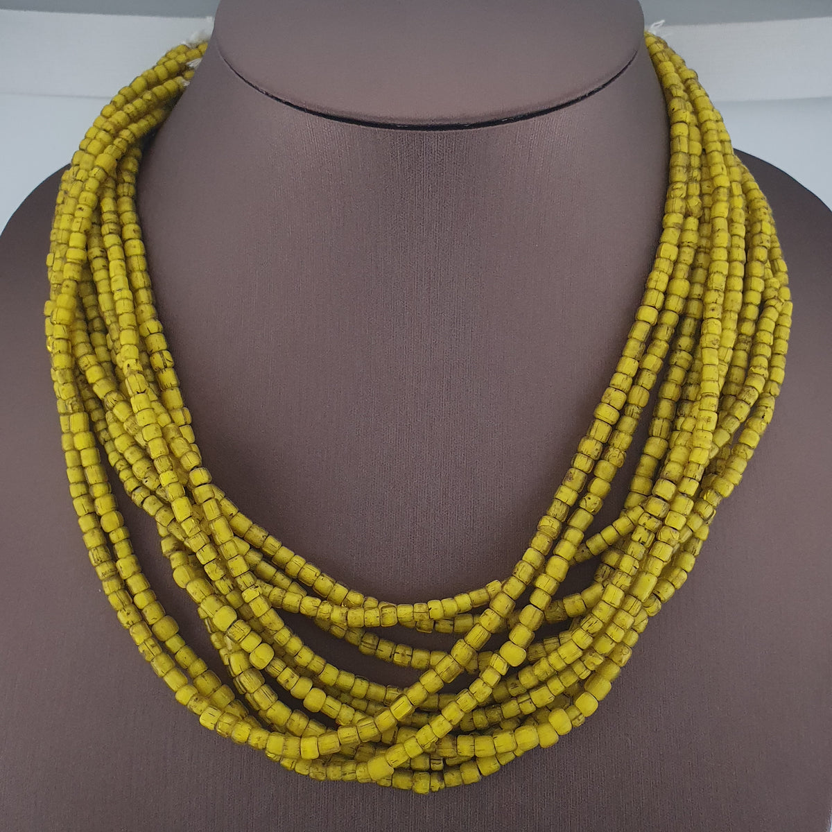 Colliers de perles vénitiennes antiques jaunes de 3-5mm
